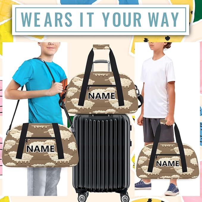 Cute Sheep Mini Gym Bag 18 inch for Women Men Waterproof Custom Cute Sheep Travel Duffel Bag Carry On Overnight Tote Nurse Bag for Work Fitness Hiking