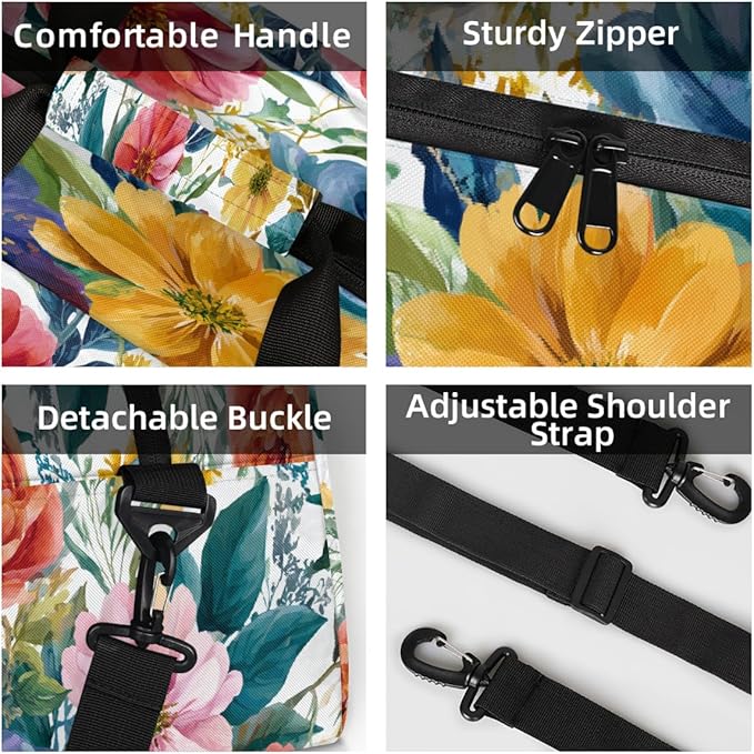 Kids Duffle Bag Girls Boys Spring Boho Flowers Botanical Weekender Overnight Bag,Lightweight Duffel Bags for Traveling Gym Sport Dance