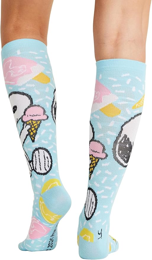 Cherokee Women's 10-15mmHg Compression Socks – Fun Print Knee Highs with Light Support, Soft Feel - PRINTSUPPORT