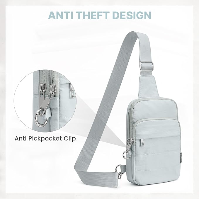 G4Free Small Sling Bag for Women Travel Anti Theft Crossbody Bags with RFID Blocking Card Slots, Light Blue Gray