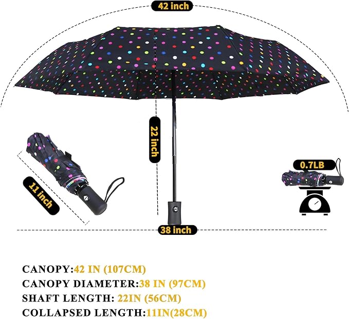MRTLLOA 42/49 Inch Compact Travel Essentials Umbrella for Rain, Lightweight, Portable, Automatic, Strong, Waterproof Folding Umbrellas for Women, Men and Teenagers