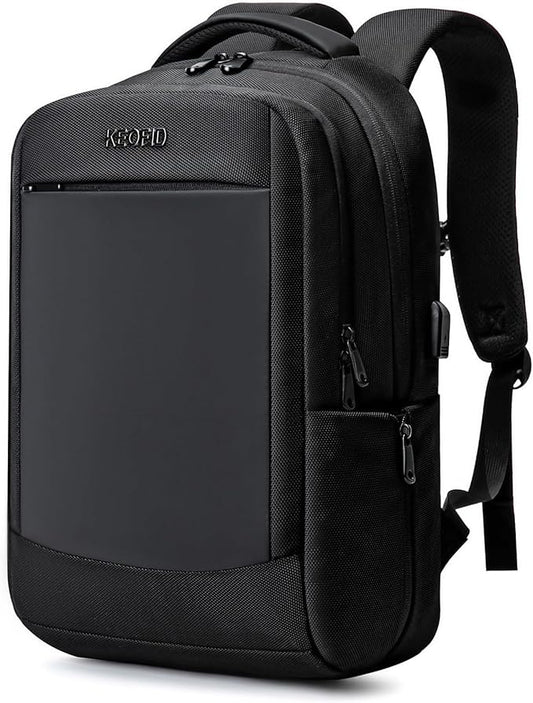 KEOFID Work Laptop Backpack for Men and Women, Mens Work Backpacks Fit 15.6 Inch Computer, Carry On Business Travel Back pack with USB Charging Port, Water Resistant(Black)