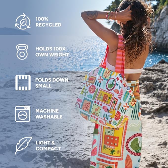 Dock & Bay Everyday Beach Tote Bag - Reusable Carrier Bag for Daily Use - Carries Up to 10kg - 100% Recycled Materials
