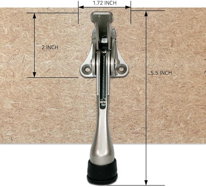 One Touch Kickdown Door Stopper, Door Holder, Heavy Duty Door Stops, Bottom of Door, Height-Adjustable Rubber Tips by HASHI (Antique Bronze, 4 inch x 4pack)