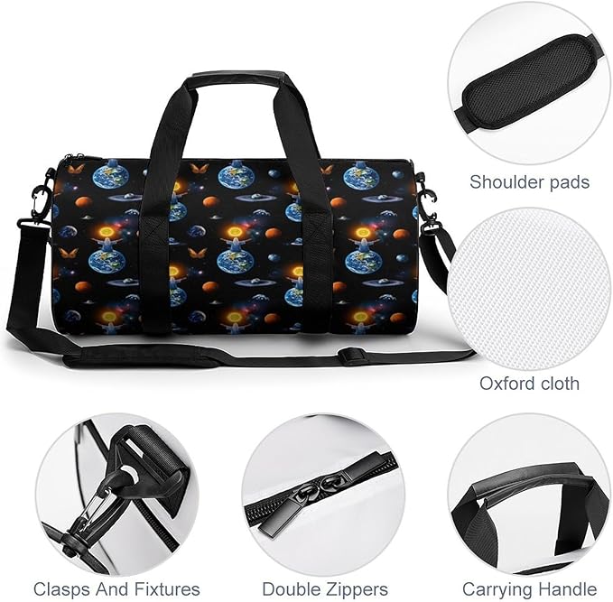 Lightweight Sports Travel Bag African Magic Space Earth Power Woman Abstract Painting Beach Swim Bags Men Women Duffle Bag Foldable Overnight Bags