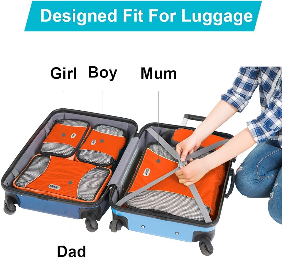 GOX Ultra Light 5 piece Packing Cubes Travel Luggage Organizer 1 Large 2 Medium 2 Small