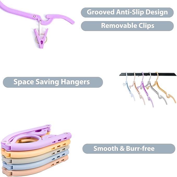 Travel Hangers, Cruise Ship Essentials Travel Essentials, Portable Cruises Must Haves 2025, Folding Hangers for Suitcase, RV Camping Airplane Europe Vacation Essential (20, Mixed)
