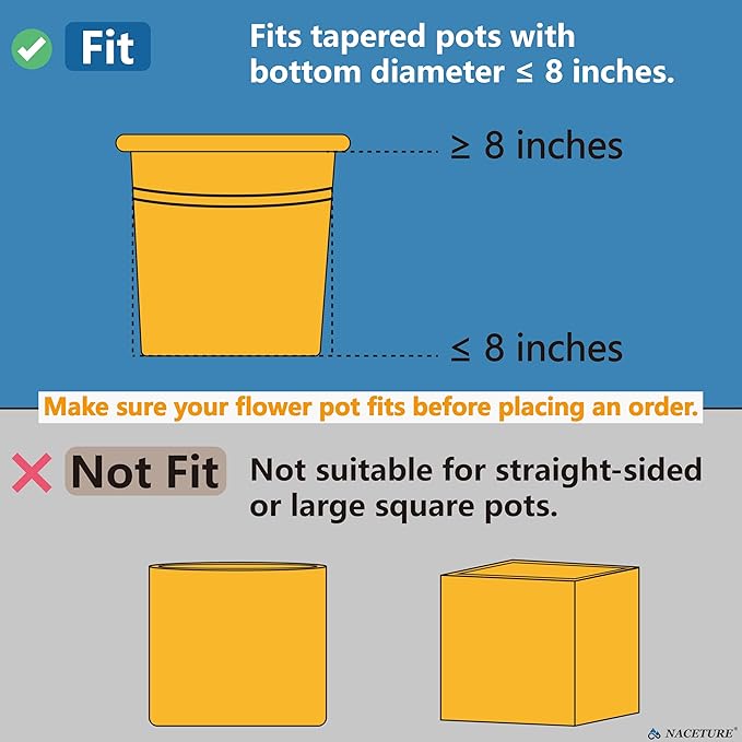 NACETURE Flower Pot Holder Ring for Wall Mount Foldable – Heavy Duty Round Metal Planter Hooks Hangers - Fence Pot Plant Holders Hanging Bracket for Outdoor Indoor (8 Inch 6 Pack)