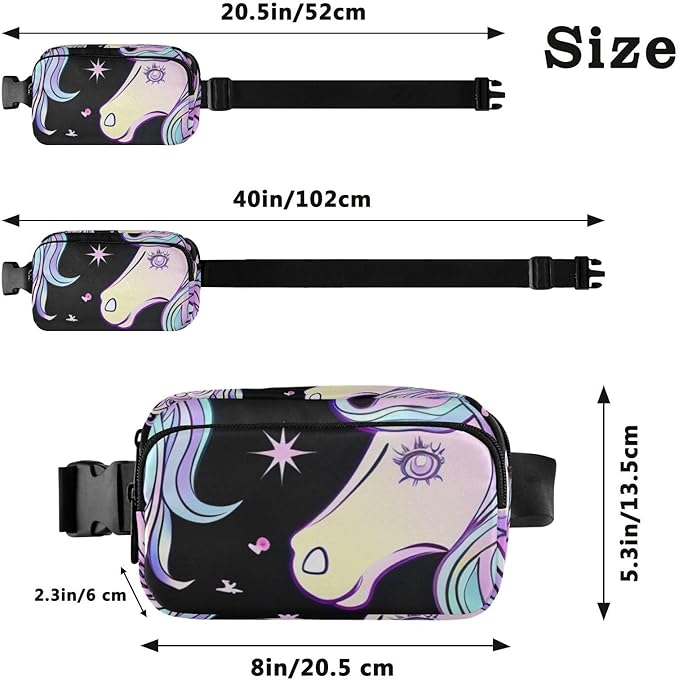 Gradient Unicorns Fanny Pack for Women Men Water Resistant Fashion Waist Packs with Adjustable Strap Belt Bag for Travel Workout Jogging Hiking 21219336