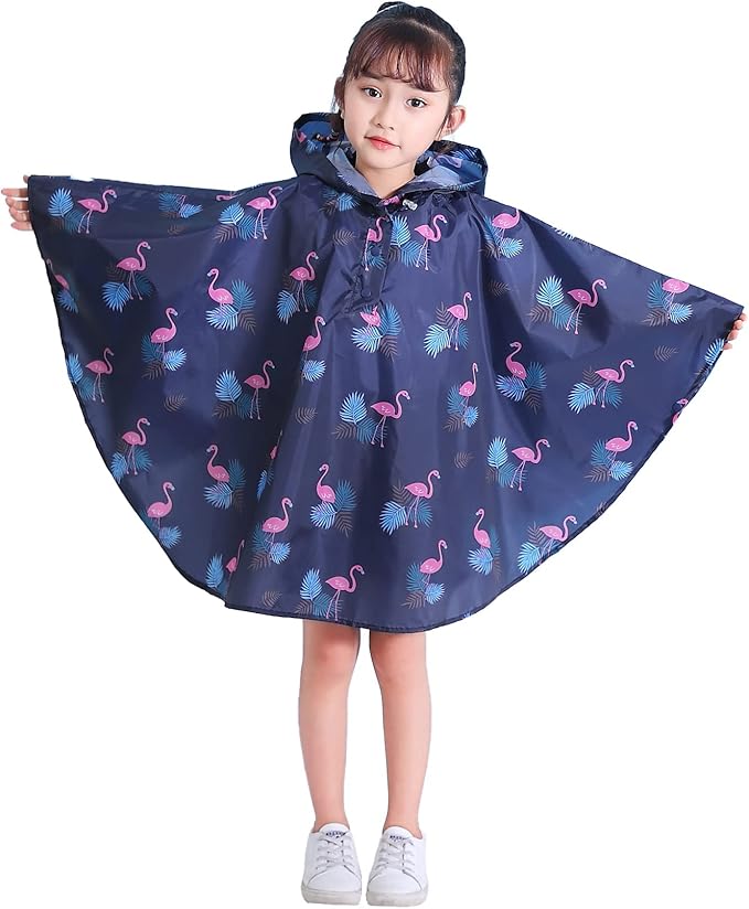 Spmor Kids Rain Poncho Hooded Jacket Rain Coat