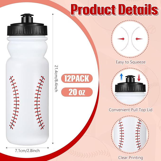 24 Pcs Sport Party Favors Include 12 Pcs 20 oz Plastic Soccer Football Basketball Water Bottles Bulk 12 Pcs 40"x12" Softball Baseball Cooling Towels for Soccer Sport Team Gift