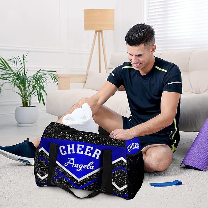 Cheer Navy Blue Cheerleading Black Crossbody Bag Waterproof Lightweight Duffel Bag Gym Dance Sport Perform Training Bag for Teens Women Men