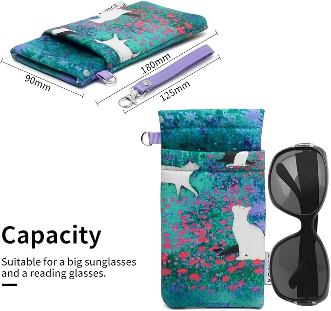 Face Shadow Double Glasses Case Soft Eyeglass Case For Women Men Squeeze Top Sunglasses Case With Cleaning Cloth
