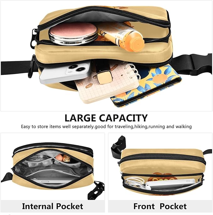 Kawaii Lion Fanny Pack for Women Men Water Resistant Fashion Waist Packs with Adjustable Strap Belt Bag for Travel Workout Jogging Hiking 21218805