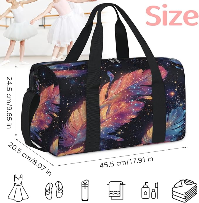 Feathers Travel Duffle Bag for Women Men, Overnight Weekender Bag, Carry on Tote for Sport Gym