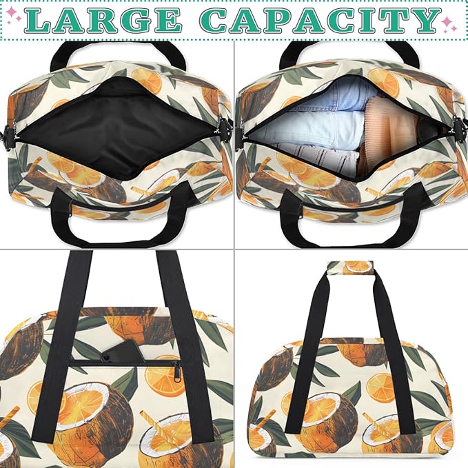 Sweet Orange Coconut Juice Kids-Duffel-Bags Gymnastics Dance Bag Carry-On Overnight Travel Gym Lightweight Dance Sports Bags For Girls Boys Kids，