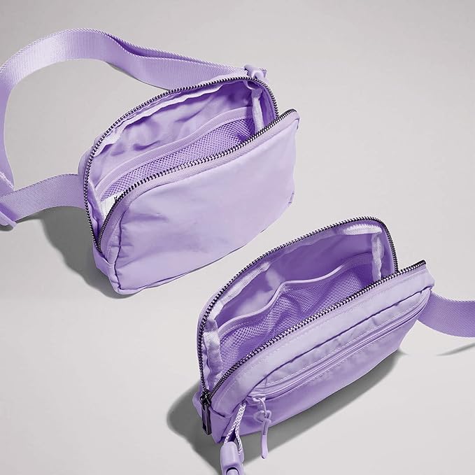 Cross Body Fanny Packs for Women Fashion Waist Bag Pouch Nylon Small Travel Crossbody Bags Mini Purse Everywhere Belt Bag Bum Bag Adjustable Strap for Workout Running Hiking Lavender Fog