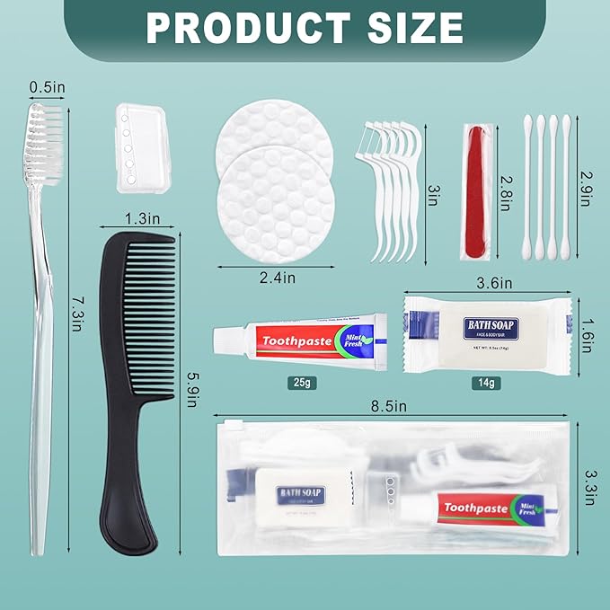 5 Sets Personal Hygiene Kit Bulk, Disposable Toothbrushes with Toothpaste Floss Comb Soap Cover and Vanity Kit, Toiletry Kits Homeless Supplies Bulk for Women,Men,Travel,Homeless