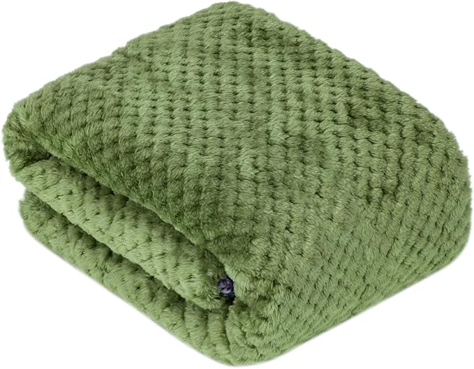 Fuzzy Sherpa Reversible Blanket for Baby, Soft Warm Cozy Coral Fleece Toddler, Infant or Newborn Reversible Blanket for Crib, Stroller, Travel, 40”×60”, Olive Green