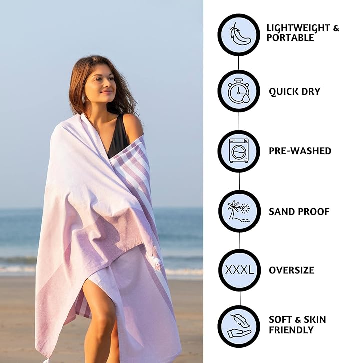 Folkulture Large Tote Bag For Women | 18 x 15 Inch - 100% Cotton Beach Tote Bag With Zipper, Turkish Beach Towel for Adults with Beach Bag 40" x 72" Bath Towels