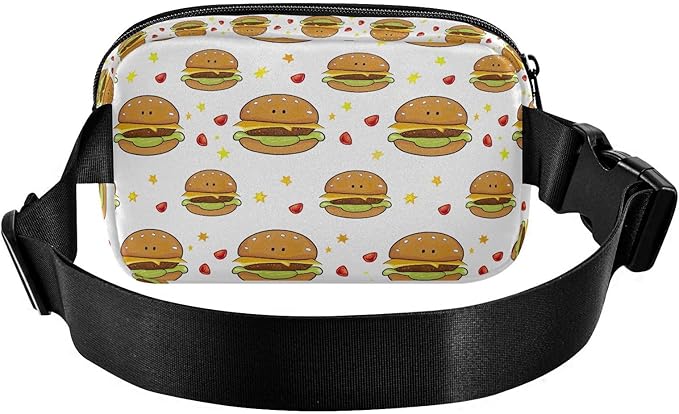 Kawaii Hamburger Fanny Pack for Women Men Water Resistant Fashion Waist Packs with Adjustable Strap Belt Bag for Travel Workout Jogging Hiking 21219482