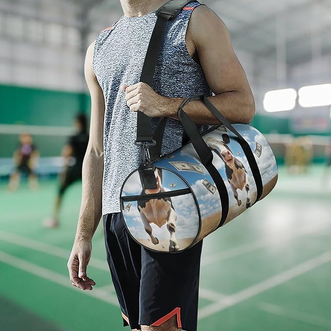 Cow Print Dollar Gym Bag Travel Duffel Bag Lightweight Carry On Bags Weekender Bags for Women Men