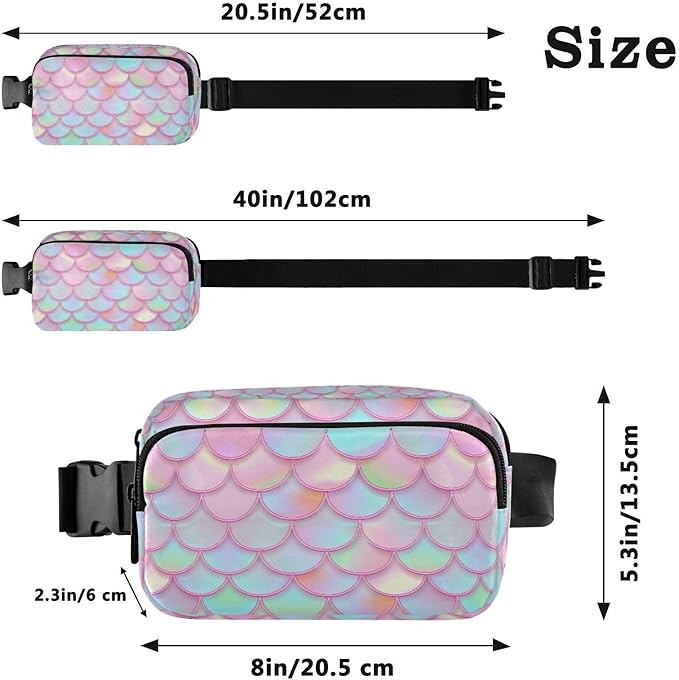 Colorful Mermaid Scale Fanny Pack for Women Men Water Resistant Fashion Waist Packs with Adjustable Strap Belt Bag for Travel Workout Jogging Hiking 21219393
