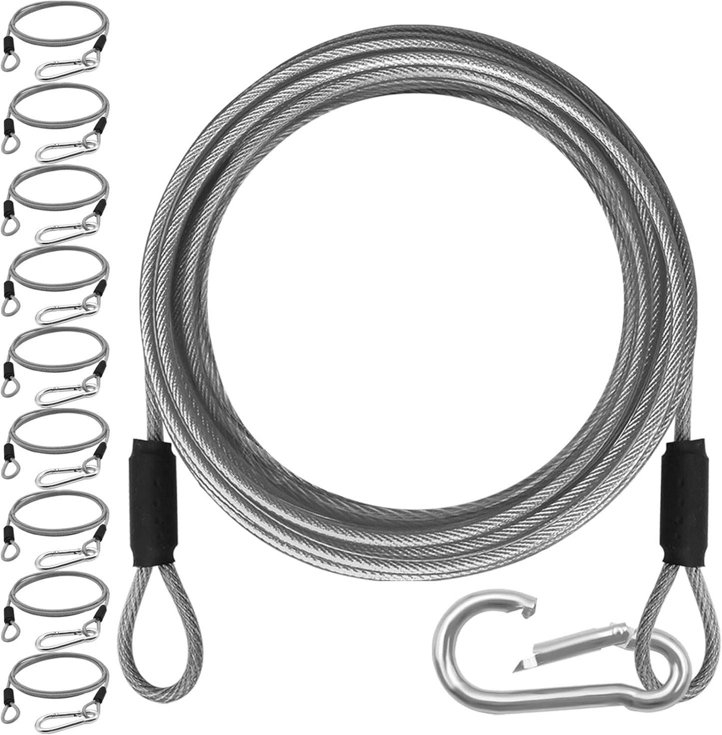 1/8 inch Stainless Steel Security Cable with Hooks 2.6 FT Luggage Lock Security Cable with Loops（10Pack ）