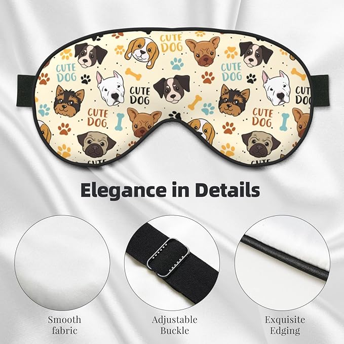 Cute Dog Sleep Mask Breathable Soft Eye Mask for Sleep for Women Men Lightweight Eye Cover for Travel, Night Work, Nap, Office