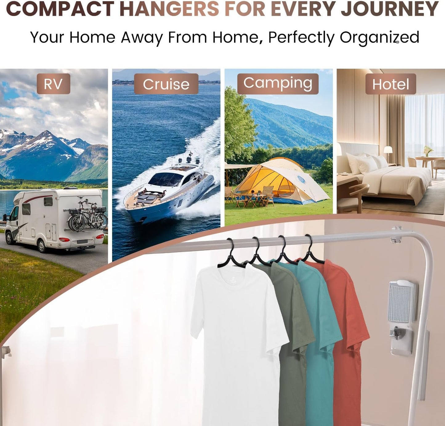 10 Pack Foldable Travel Hangers with 12 Clips - Portable Collapsible Clothes Hangers, Lightweight Folding Coat Hanger & Travel Drying Rack for Clothes