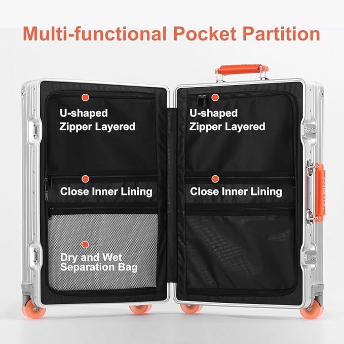 Aluminum Luggage 28inch – 2026 Upgrade Zipperless Suitcase with TSA Lock, 360° Silent Spinner Wheels – Premium Aluminum-Magnesium Alloy Suitcase for Modern Travelers