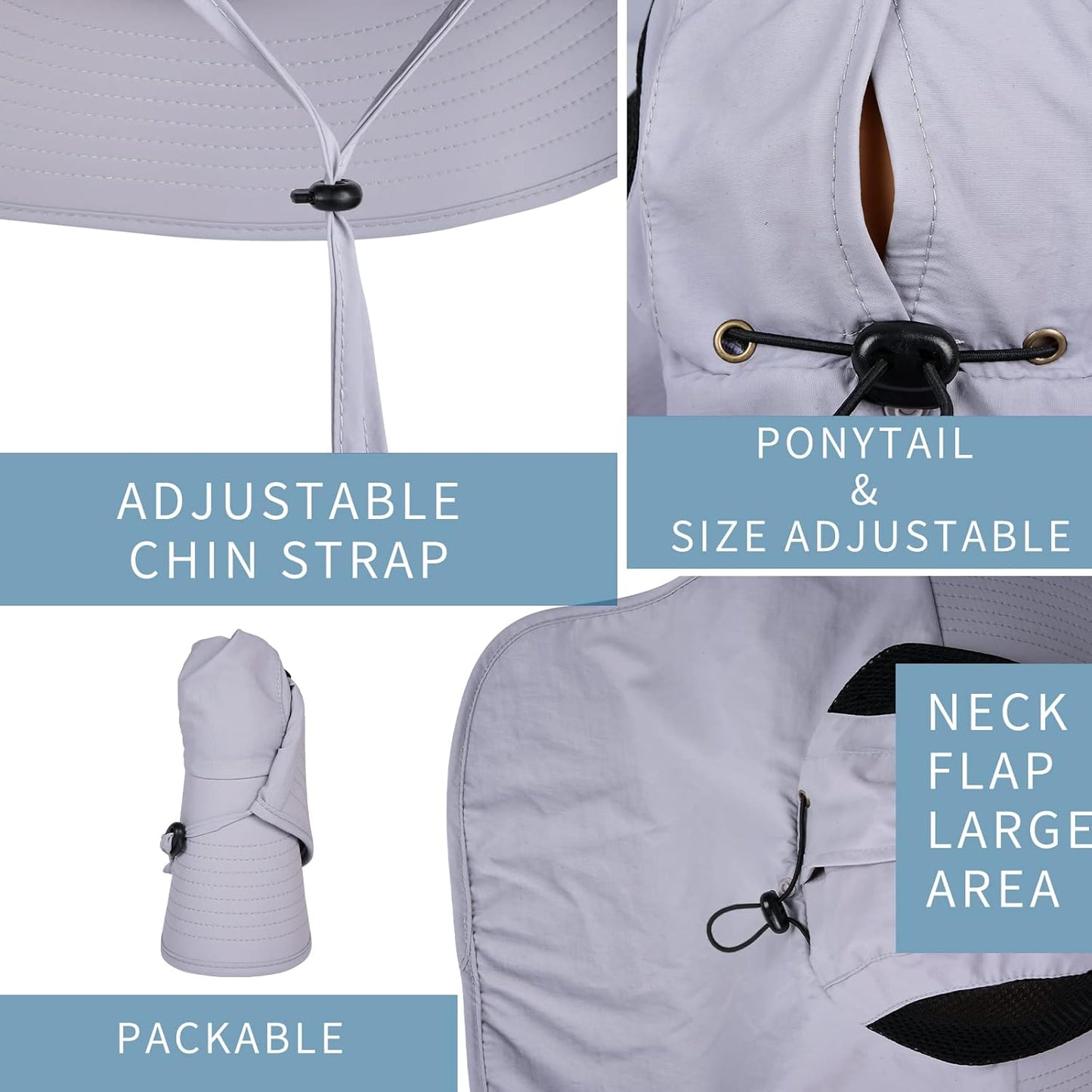 Sun Hat for Men Women with Neck Flap,UPF 50+ UV Protective Hiking Fishing Hats,Wide Brim Sun Hat for Women&Men