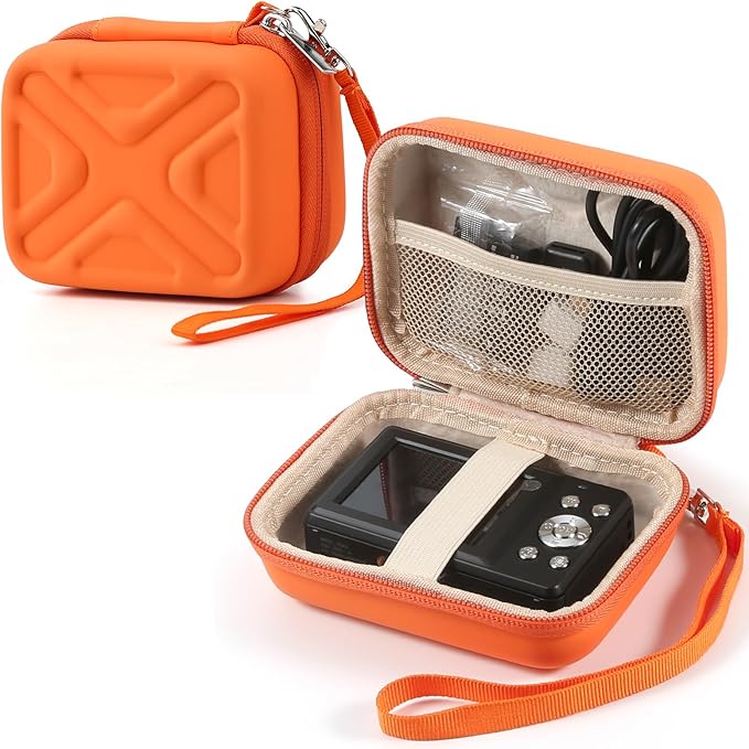 Camera Case for AbergBest 21 Mega Pixels 2.7" LCD Rechargeable HD/Kodak Pixpro/Canon PowerShot ELPH 180/190/Sony DSCW800/DSCW830 Cameras, Travel Carrying Protective Case for Digital Camera - Orange