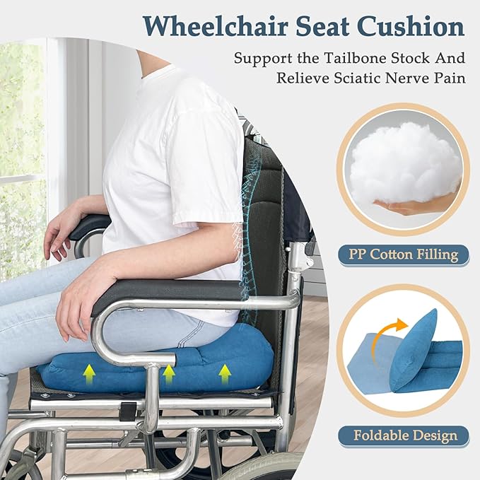 Wheelchair Cushion for Pressure Relief Lateral Support for Wheelchair Seniors Back Support Cushion Improve Sitting Posture, So That The Elderly Sit in The Wheelchair More Comfortable
