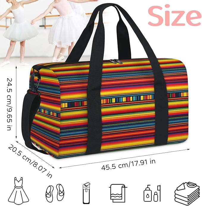 Boho Stripe Geometric Travel Duffle Bag for Women Men, Overnight Weekender Bag, Carry on Tote for Sport Gym