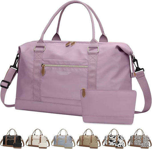 Travel Duffle Bag for Women, Weekender Bags, Hospital Bag for Labor Delivery, Lightweight Tote Duffel Overnight Bag with Luggage Sleeve,Airplane Travel Bags (Purple, Large)