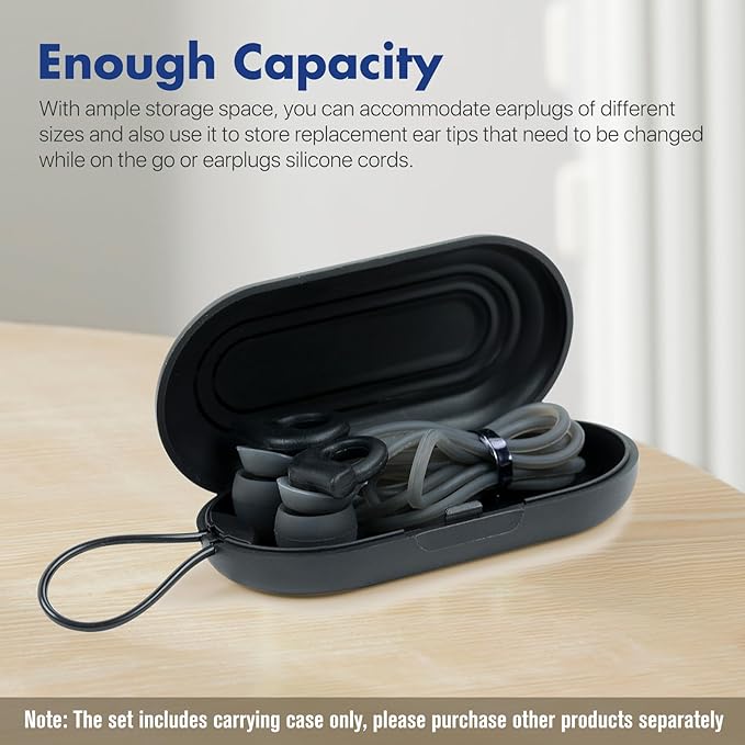 Hearprotek Earplug Cases, Portable Earplug Holder, Mini Storage Case Earbud Plug Organizer Ear Plug Case Durable Small Carrying Case for Travel, Business Trip (Black)