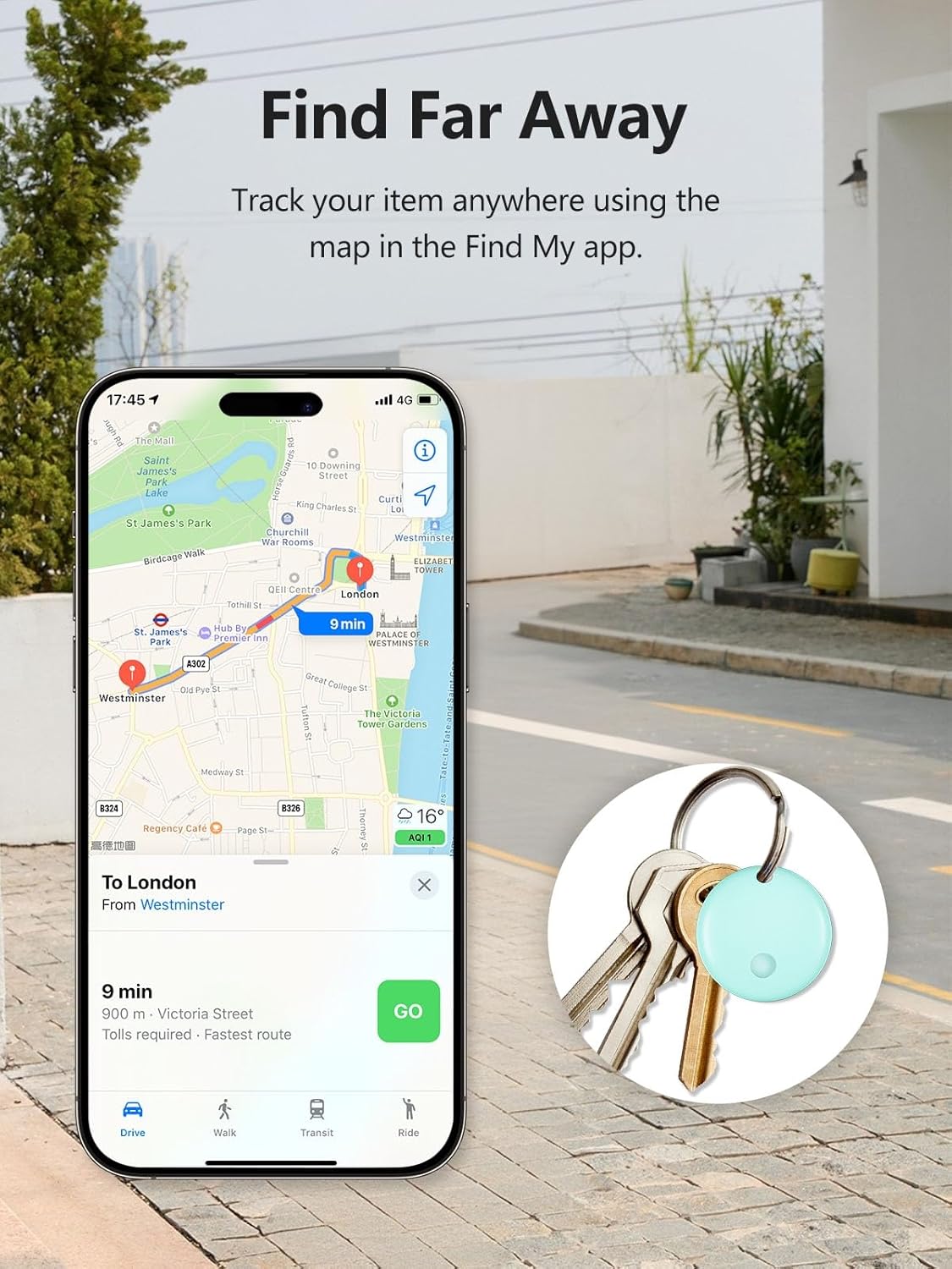 Tracker Tags, Item Finder Work with Apple Find My (iOS Only), Tracking Device Locator Smart Tag for Luggage, Keys, Wallet, Bike, Pets, Bags (Blue, 1 Pack)