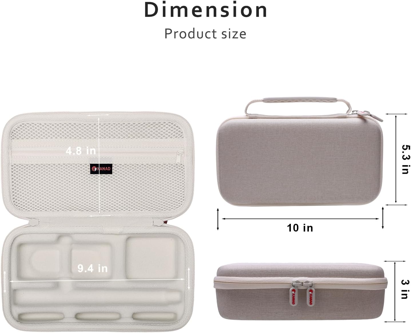 XANAD Hard Case for Insta360 X5/X4/X3/X2 Waterproof 8K 360 Action Camera,114CM Selfie Stick- Stroage Carrying Bag(Cream)