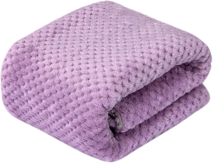 Fuzzy Sherpa Reversible Blanket for Baby, Soft Warm Cozy Coral Fleece Toddler, Infant or Newborn Reversible Blanket for Crib, Stroller, Travel, 40”×60”, Lavender