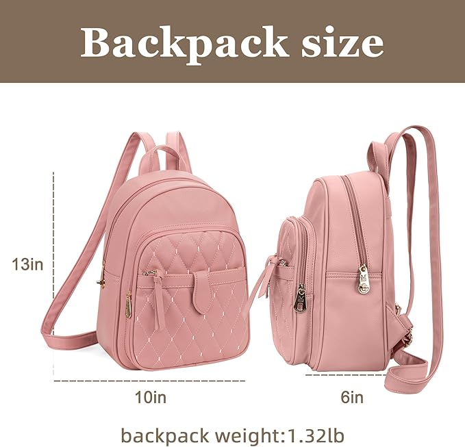 Montana West 3Pcs Anti Theft Backpack Purse for Women Small Quilted Backpack Set