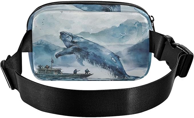 Ocean Sea Whales Boat Fanny Pack for Women Men Water Resistant Fashion Waist Packs with Adjustable Strap Belt Bag for Travel Workout Jogging Hiking 21220676