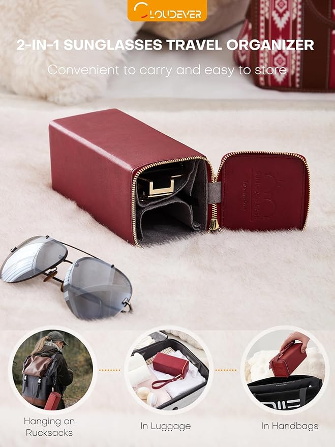 Sunglasses Travel Case Organizer Hangable for Men Women, Eyeglasses Foldable Storage Organizer