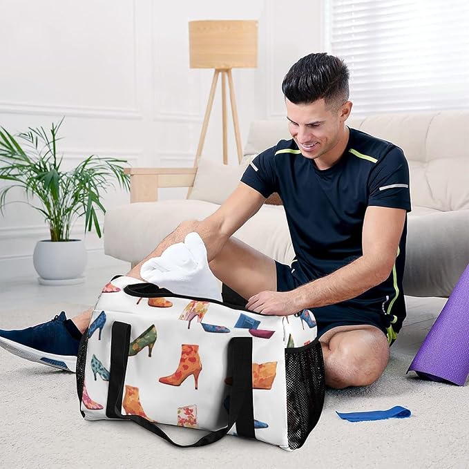 High Heels Boots Duffle Bag Gym Bag for Workout Travel Tote with Detachable Straps