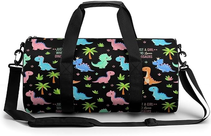 Workout Lightweight Duffel Bags Just A Girl Who Loves Cartoon Dinosaurs Basketball Football Weekender Bag Foldable Gym Travel Bags for Men Women