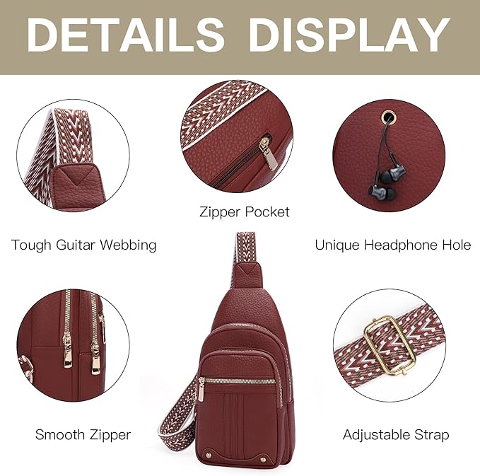 GAEKEAO Sling Bag for Women Crossbody Bags Fanny Pack Vegan Leather Chest Bag Travel Shoulder Belt Purse Backpack Gifts