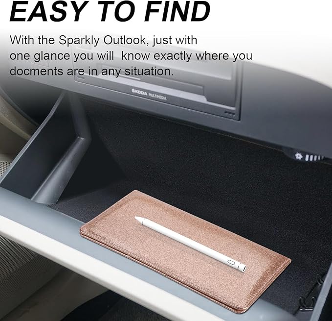 Cacturism Car Registration and Insurance Holder, Car Accessories Vehicle Glove Box Car Organizer Men Women Wallet Case with Magnetic Shut for Cards, Essential Document, Driver License, Bling Rose Gold