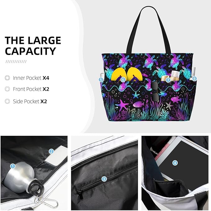 Extra Large Beach Bags For Women, Waterproof Beach Totes Bags For Women, Lightweight Foldable Pool Bag With Zipper