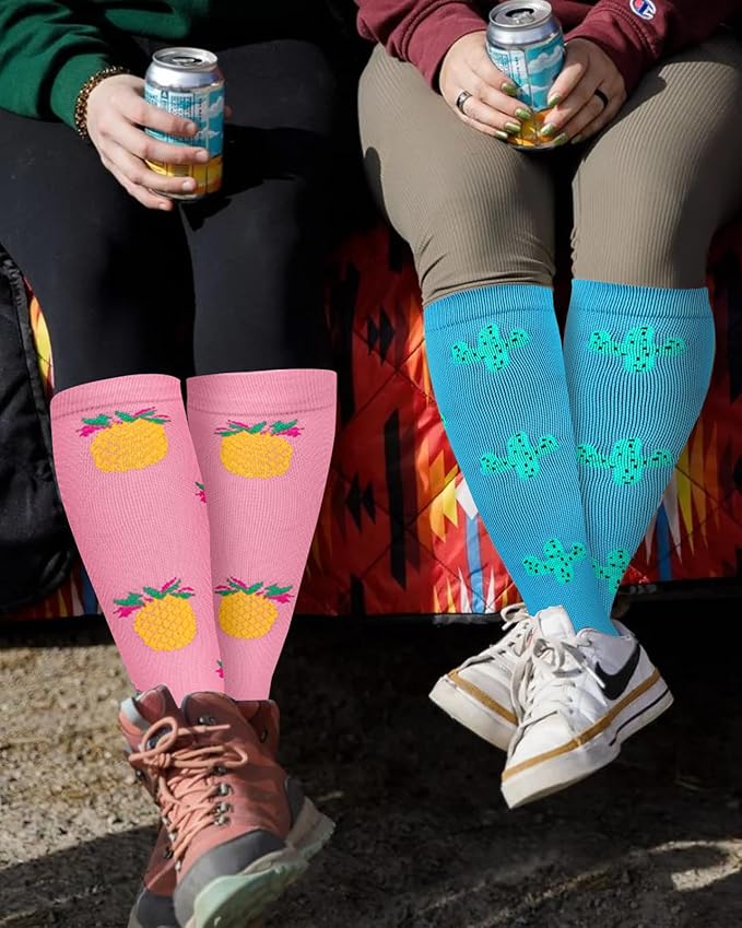 2Packs Compression Socks for Women - 15-20 mmHg Graduated Circulation Support for Nurses, Athletes and Travel