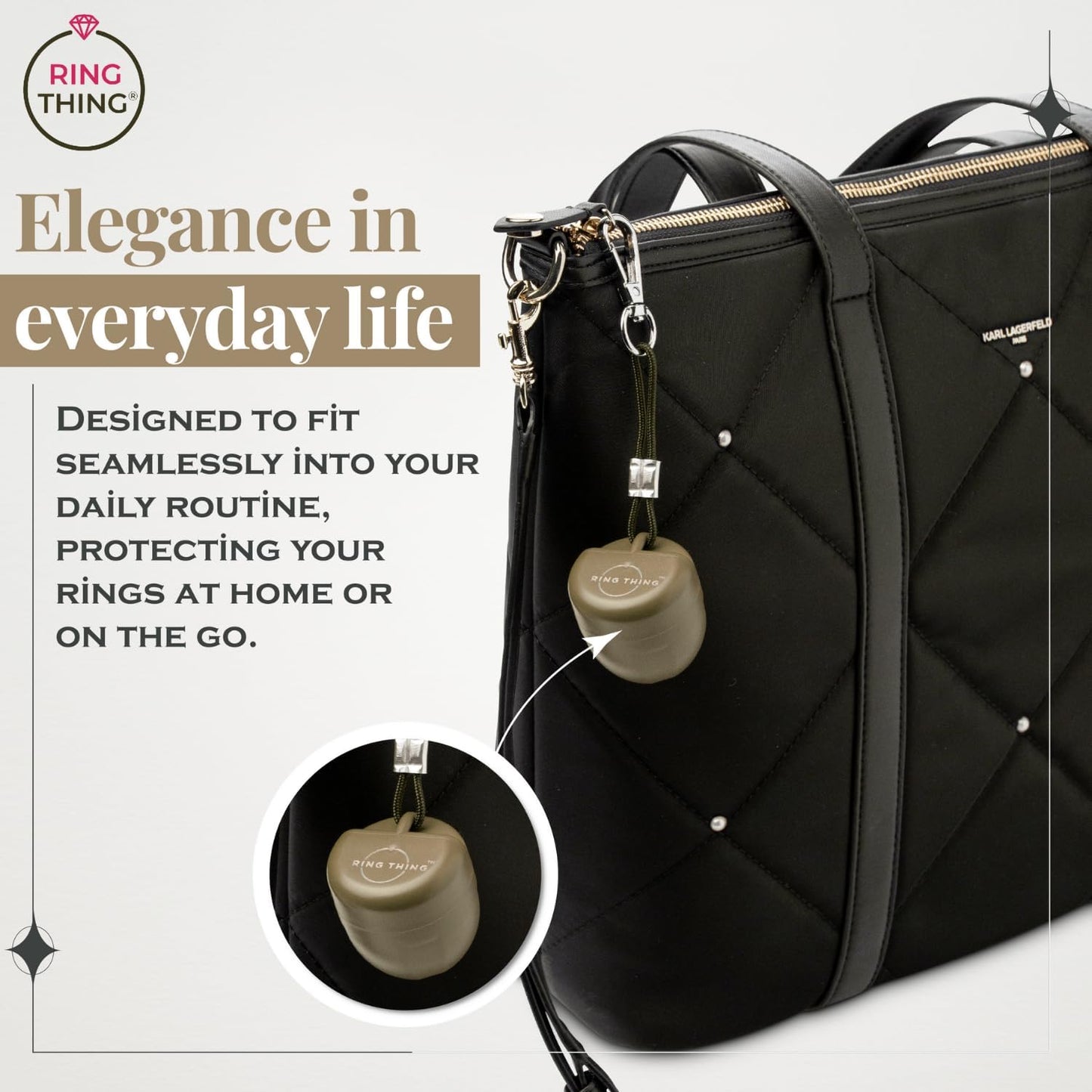 RING THING - Ring Holder Keychain, Jewelry Organizer and Storage, Portable Waterproof Ring Holder, Pill Box Keychain Container, Gym Accessory, and Travel Ring Case (Khaki)